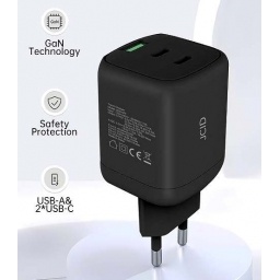 Cargador r�pido multipuerto JCID 67W GaN, JCID-67W, negro/blanco, est�ndar europeo