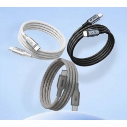 Cable de datos JCID-01 trenzado, Type-C a Type-C, 100W, 1.2m, negro