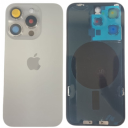 Tapa Trasera Iphone 15 PRO BLANCO TITANIO S Lens con Sticker